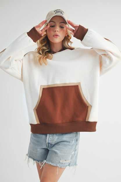 AEMI & Co. Oversized Kate Color block Hooded Sweatshirt