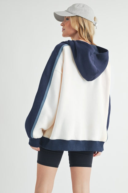 AEMI & Co. Oversized Kate Color block Hooded Sweatshirt