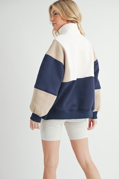 AEMI & Co Glo Color block Pullover Sweatshirt