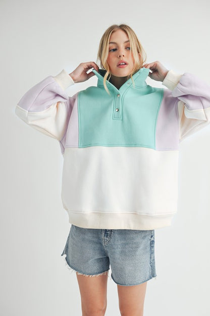 AEMI & Co Glo Color block Pullover Sweatshirt