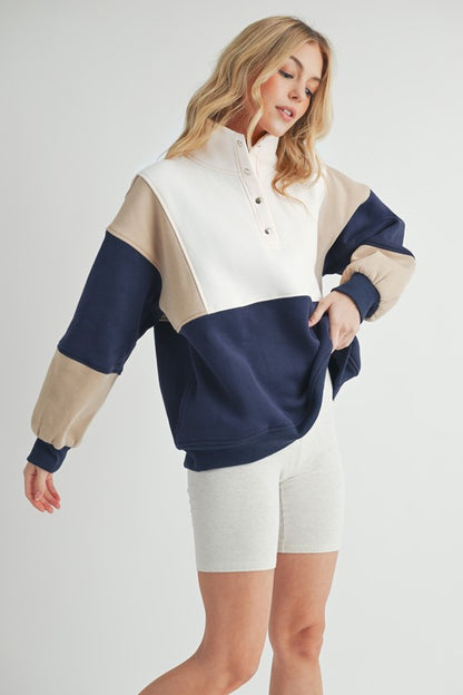 AEMI & Co Glo Color block Pullover Sweatshirt