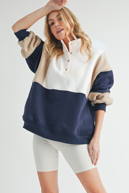 AEMI & Co Glo Color block Pullover Sweatshirt