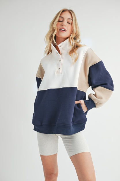 AEMI & Co Glo Color block Pullover Sweatshirt