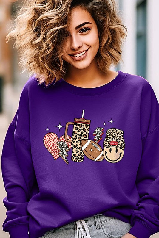 COLOR BEAR Bougee Cute Football Graphic Fleece Sweatshirts