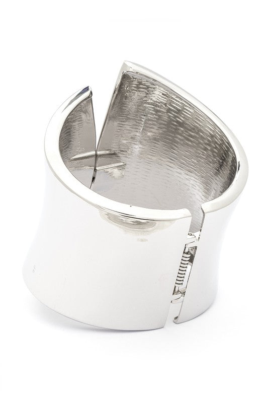 LA JEWELRY Shiny Statement Hinged Bangle