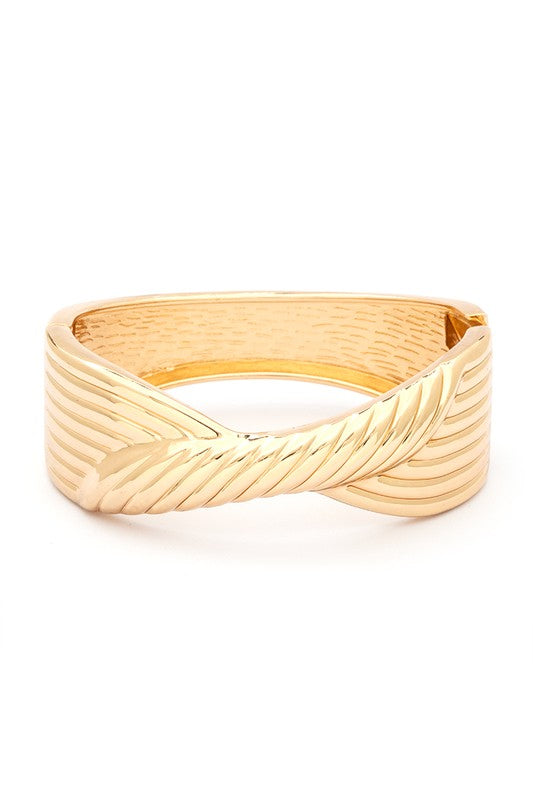 LA JEWELRY Twisted Designed Hinged Bangle