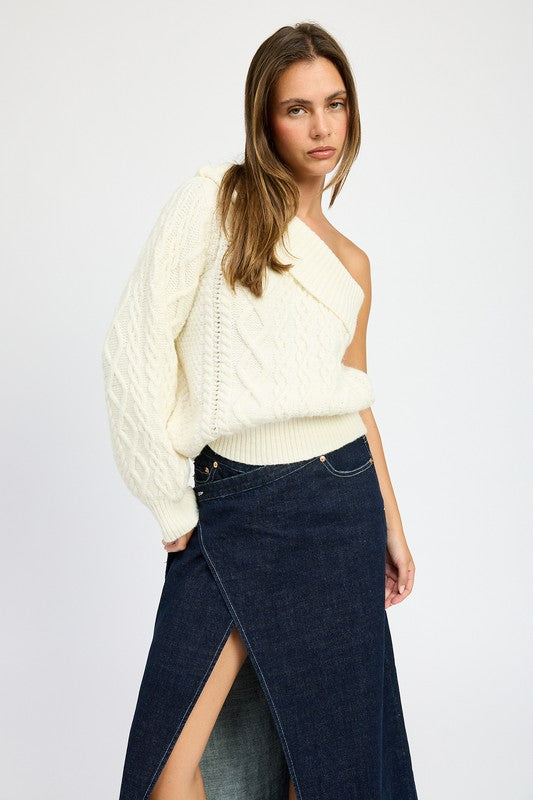 EMORY PARK Oversized One Shoulder Knit Sweater