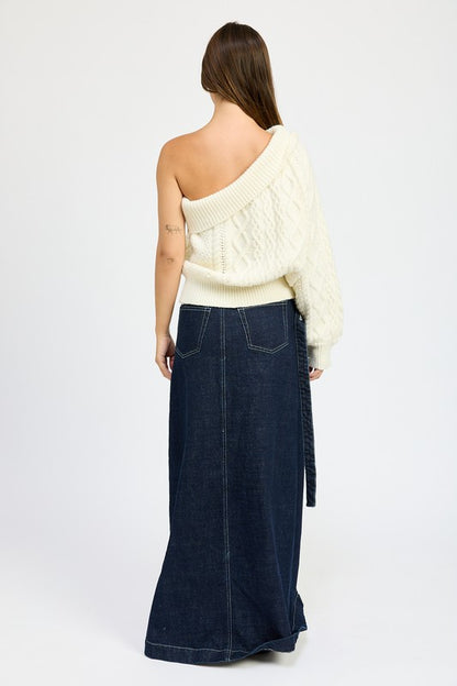 EMORY PARK Oversized One Shoulder Knit Sweater