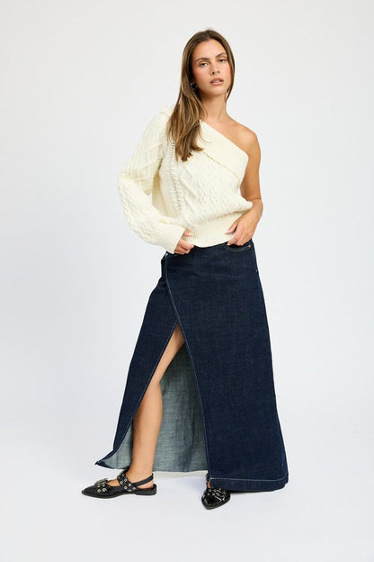 EMORY PARK Oversized One Shoulder Knit Sweater