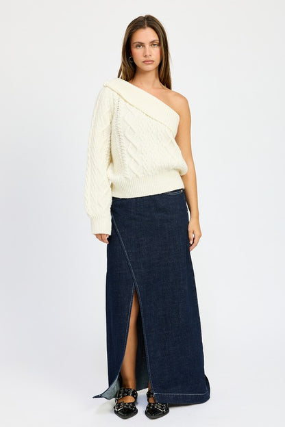 EMORY PARK Oversized One Shoulder Knit Sweater