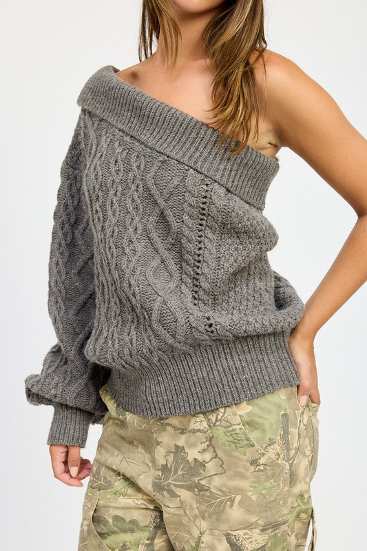 EMORY PARK Oversized One Shoulder Knit Sweater