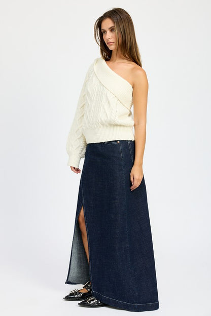 EMORY PARK Oversized One Shoulder Knit Sweater