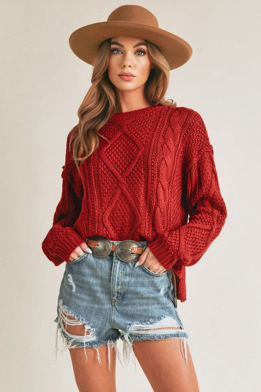 AEMI & Co. Knitted Exposed Seem Sweater- Adela Sweater