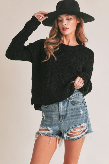 AEMI & Co. Knitted Exposed Seem Sweater- Adela Sweater