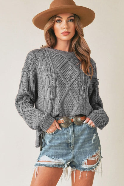 AEMI & Co. Knitted Exposed Seem Sweater- Adela Sweater