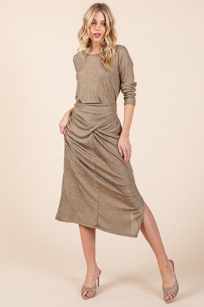 Waist Wrap Dress w Side Pockets-LUREX