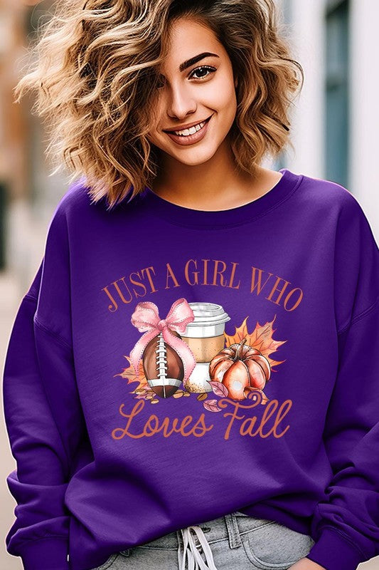 COLOR BEAR "Girl Loves Fall" Graphic Fleece Sweatshirts