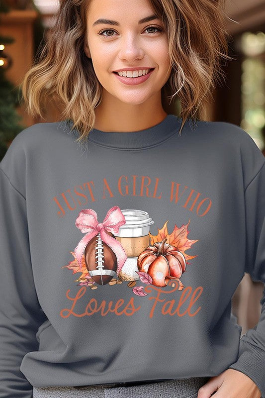 COLOR BEAR "Girl Loves Fall" Graphic Fleece Sweatshirts