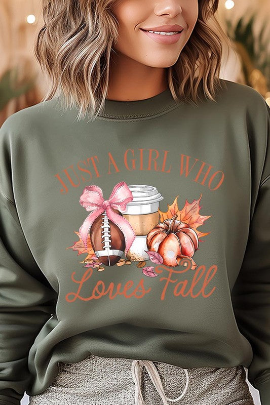 COLOR BEAR "Girl Loves Fall" Graphic Fleece Sweatshirts