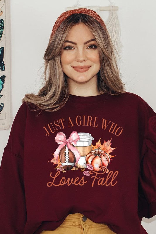 COLOR BEAR "Girl Loves Fall" Graphic Fleece Sweatshirts