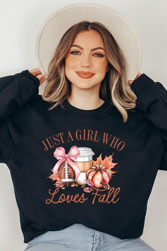 COLOR BEAR "Girl Loves Fall" Graphic Fleece Sweatshirts