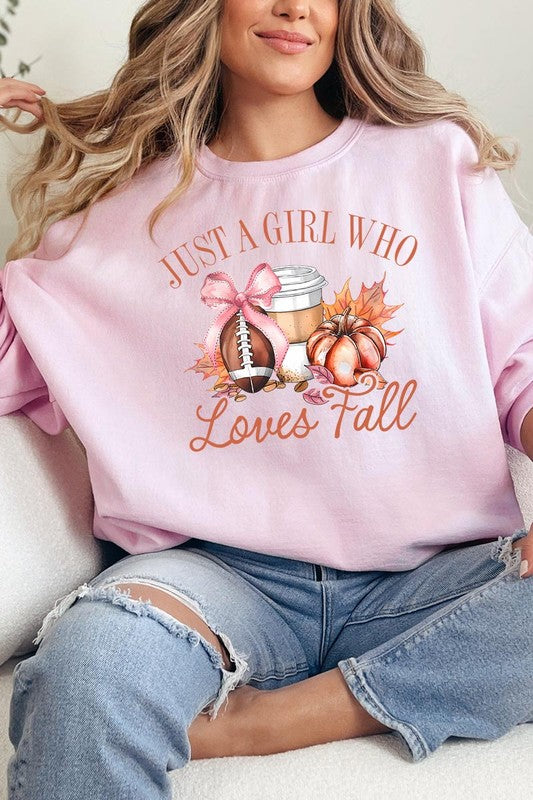 COLOR BEAR "Girl Loves Fall" Graphic Fleece Sweatshirts