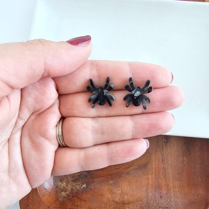 SPIFFY & SPENDID Black Halloween Spider Studs Earrings