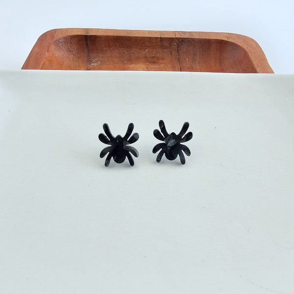 SPIFFY & SPENDID Black Halloween Spider Studs Earrings