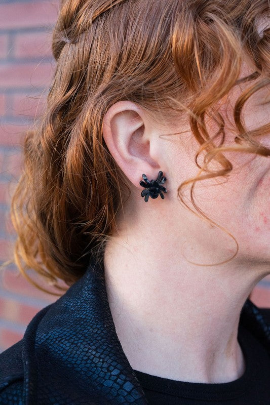 SPIFFY & SPENDID Black Halloween Spider Studs Earrings