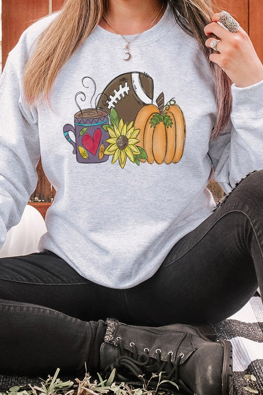 CALI Gameday Fall Football Pumpkin Sunflower Autumn Sweatshirt