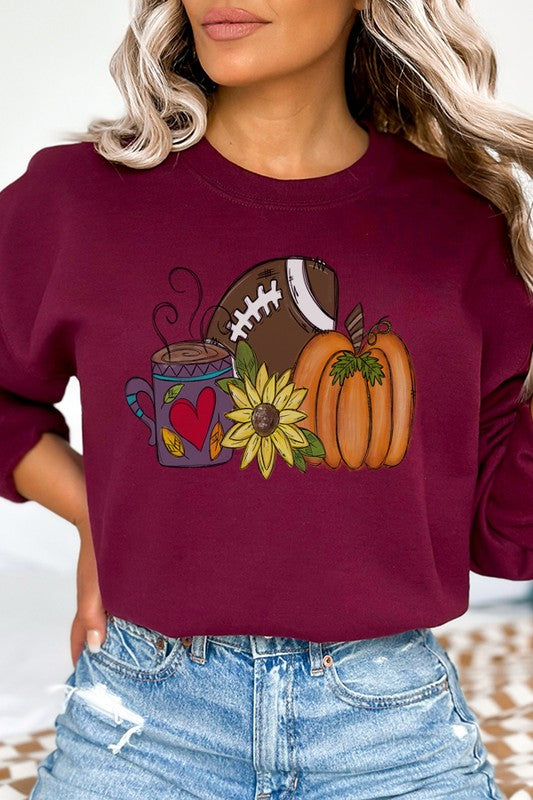 CALI Gameday Fall Football Pumpkin Sunflower Autumn Sweatshirt