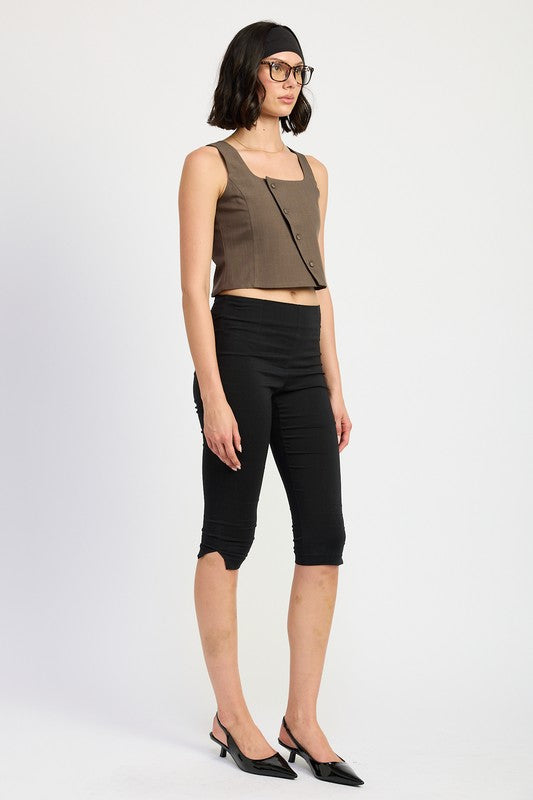 EMORY PARK Casual Brown Asymmetrical Vest Top