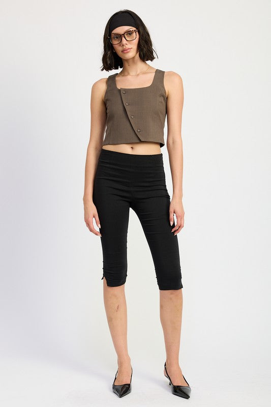 EMORY PARK Casual Brown Asymmetrical Vest Top