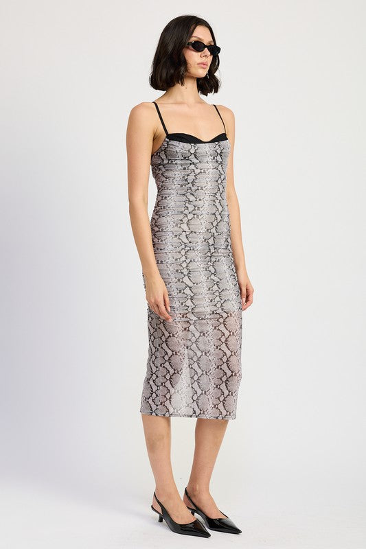 Emory Park Women's Bodycon Snake print Ruched Dress