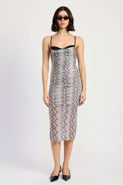 Emory Park Women's Bodycon Snake print Ruched Dress