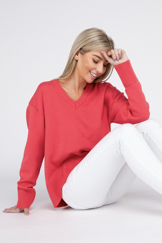 NUVI APPAREL V Neck Soft Sweater