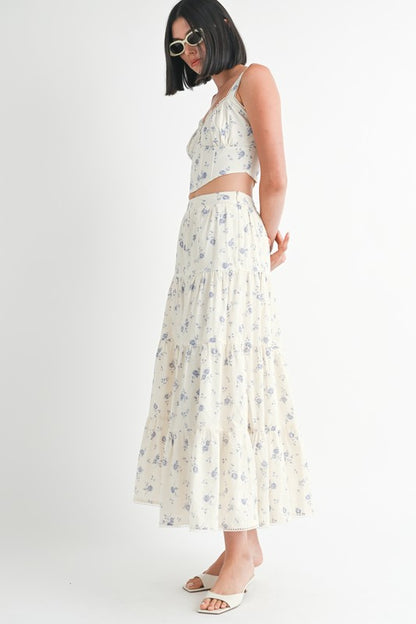 Emory Park Women's Chic Floral Tiered Maxi Skirt