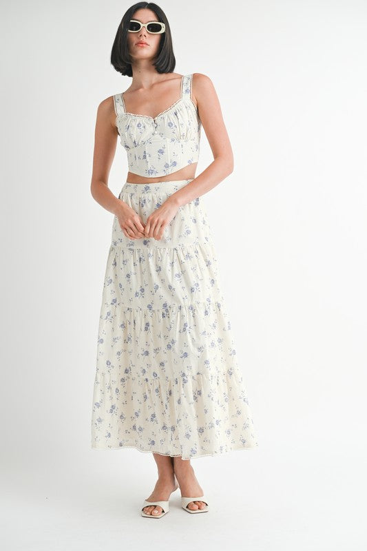 Emory Park Women's Chic Floral Tiered Maxi Skirt