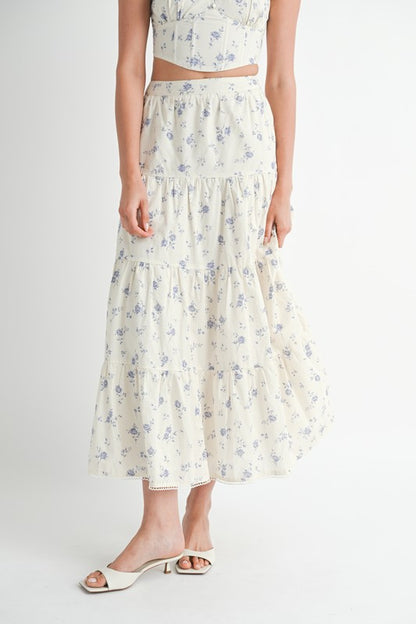 Emory Park Women's Chic Floral Tiered Maxi Skirt