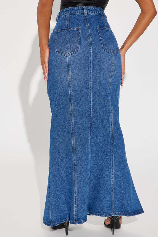 WOMEN FASHION DENIM MAXI SKIRTS