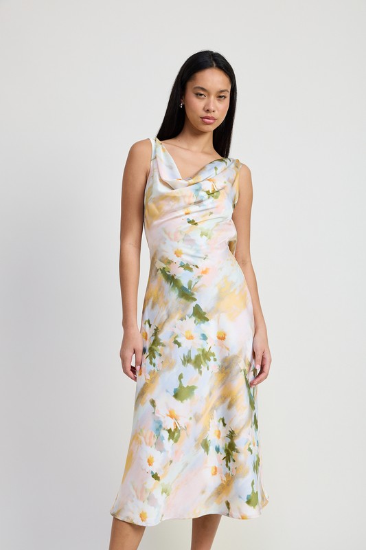 Emory Park Women's Romantic Floral Midi Dress with Cowl