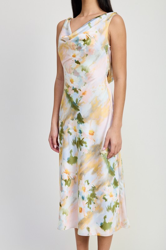 Emory Park Women's Romantic Floral Midi Dress with Cowl