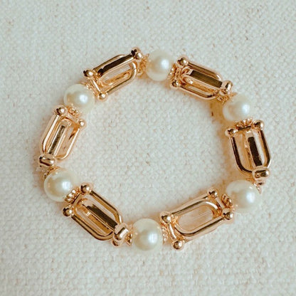 Pearls With U Chain Stretch Bracelet