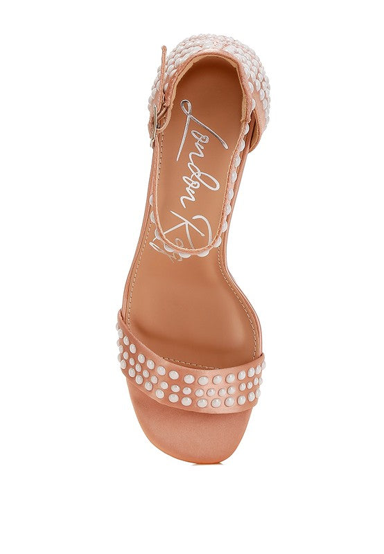 RAG & Co. Klebba Pearls Embellished Satin Sandals