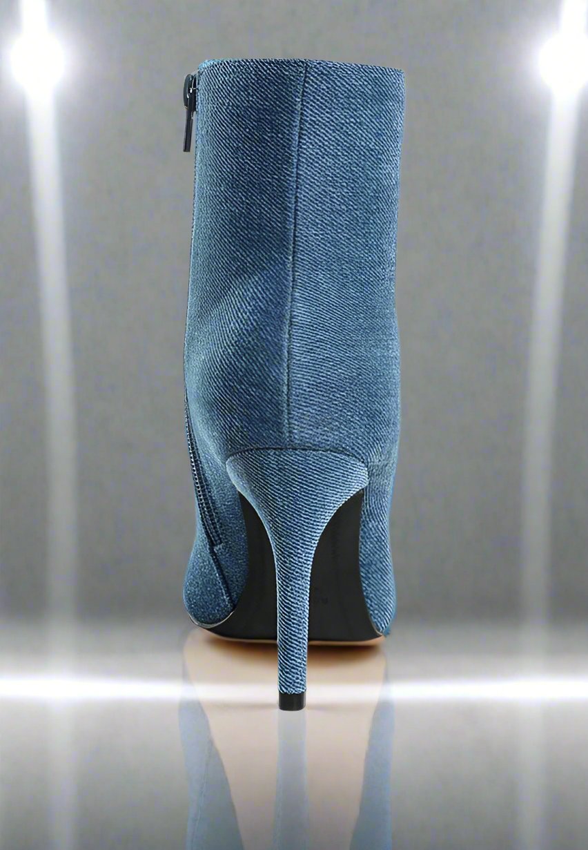 RAG & Co. Flapper Bow Detail Denim Ankle Boots