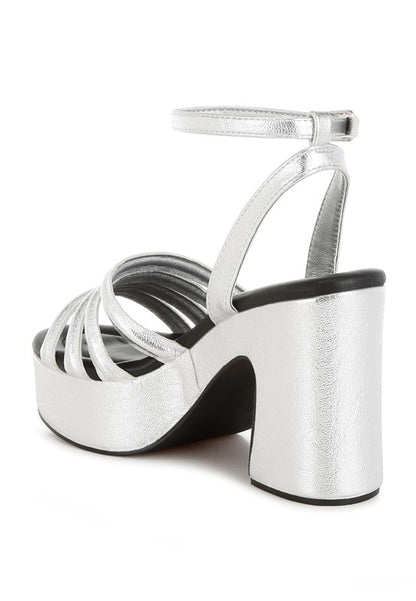 RAG & Co. Metallic Ankle Strapped High Platform Sandals