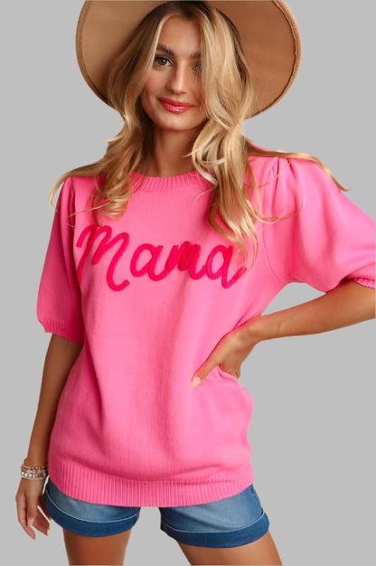 HAPTICS Mint "Mama" Letter Pop-up Knitted Top