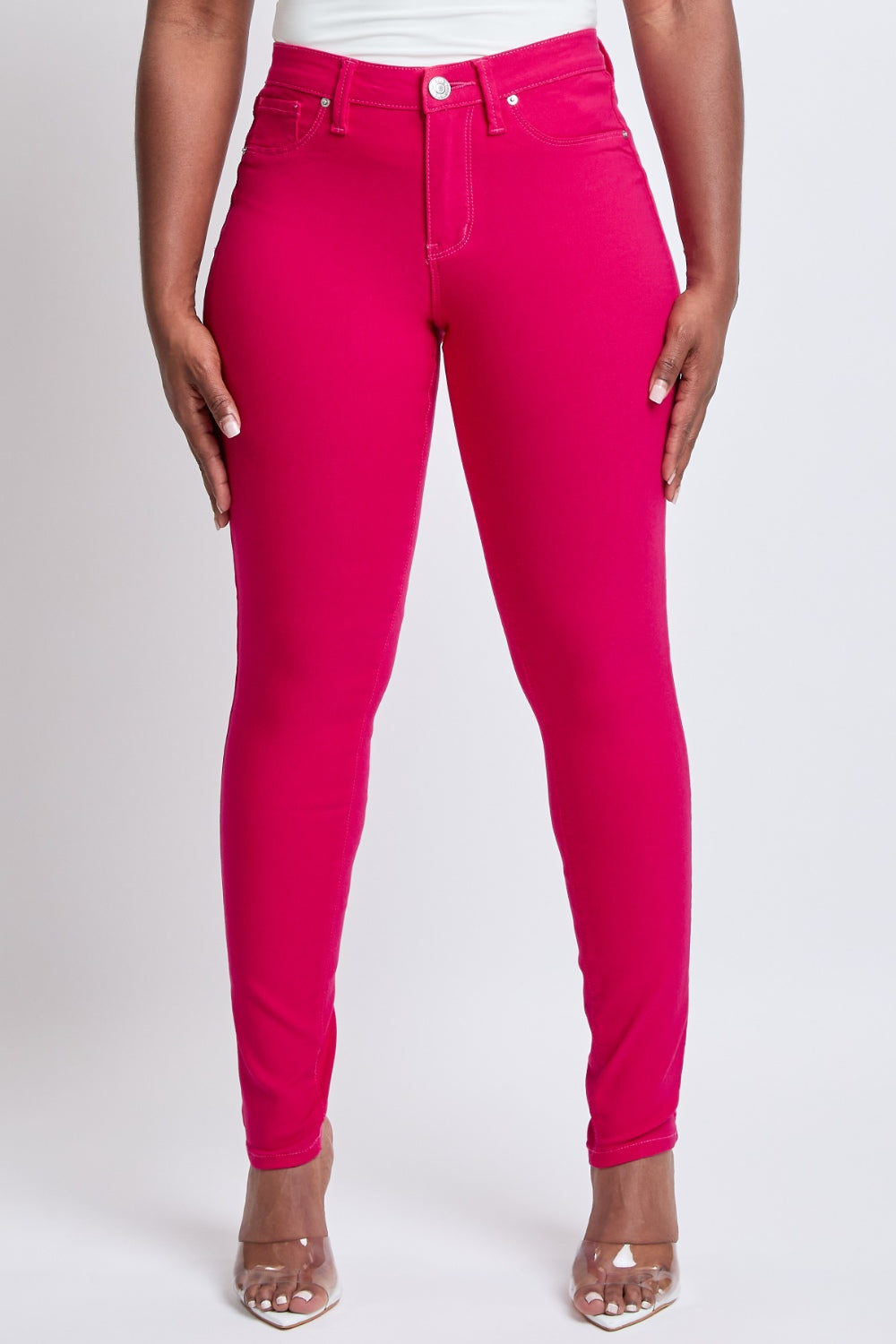 YMI Jeanswear Neon Pink Hyper Stretch Mid-Rise Skinny Jeans