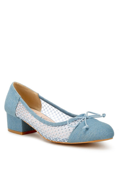 RAG & Co. Tudum Rhinestone Detail Low-Heels Denim Ballerina Pumps