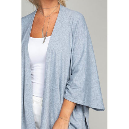 NUVI APPAREL Drop Shoulder Open Front Cardigan